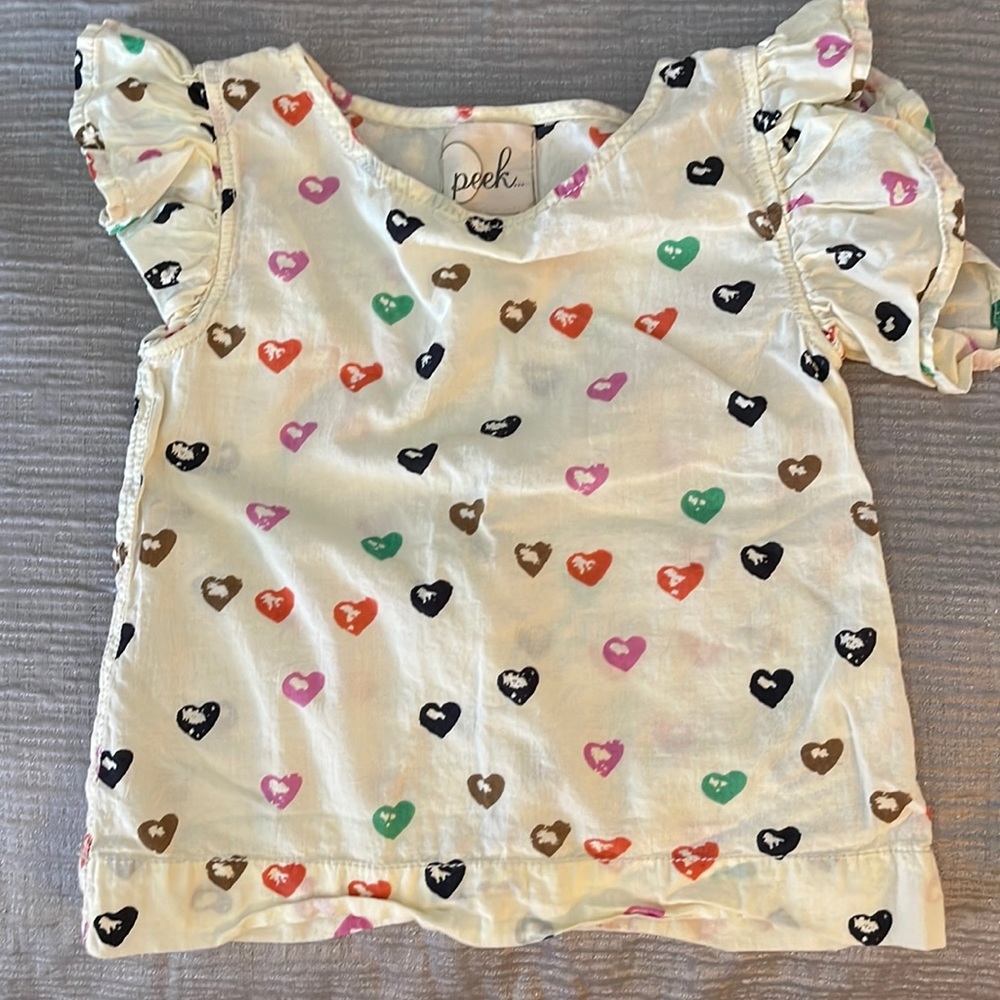 Peek XS 2-3 Girls Heart Shirt
